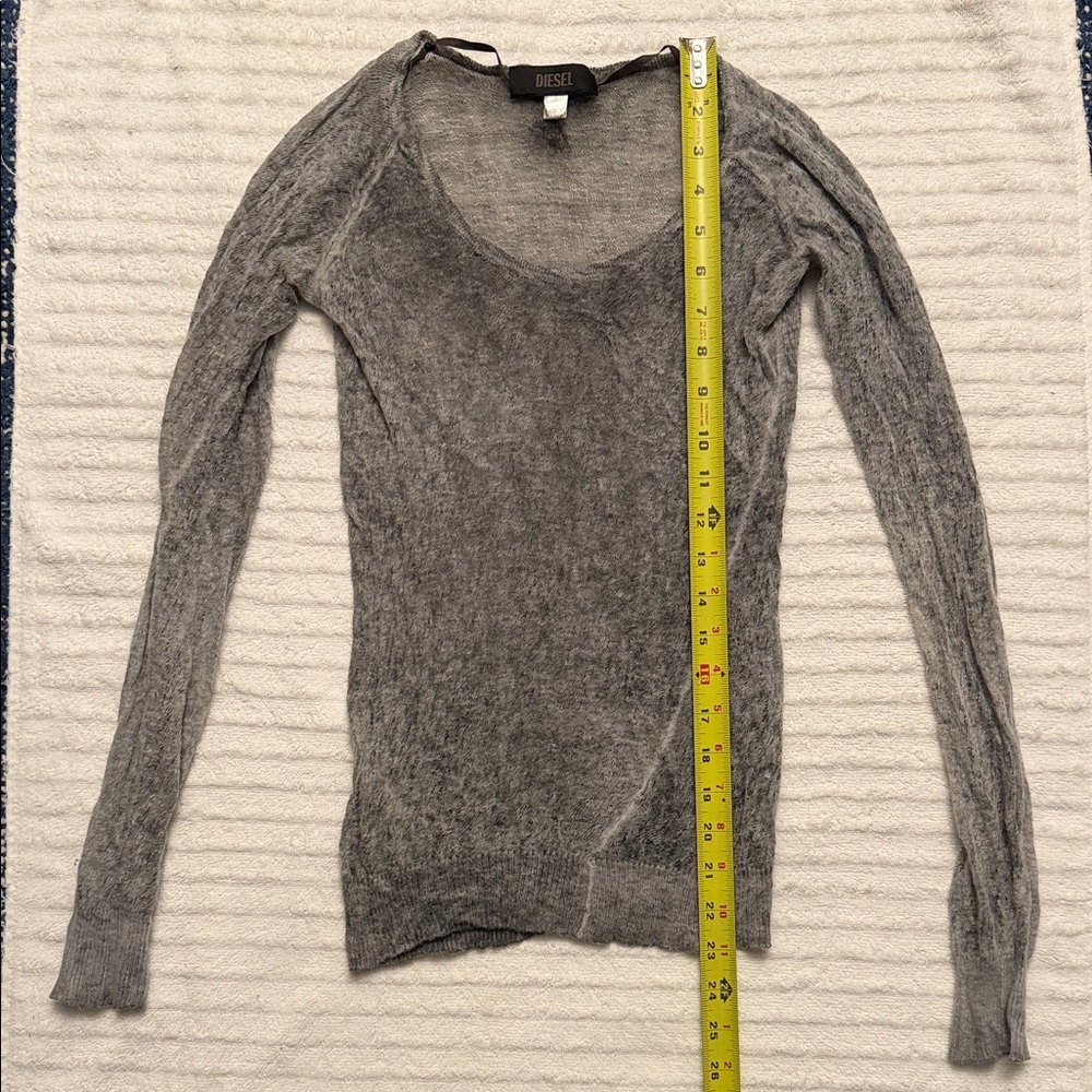 Diesel Gray Lightweight Scoop Neck Knit Sweater